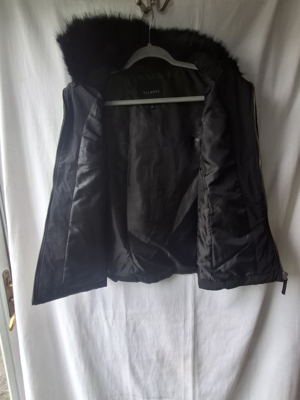 Talbots Black Quilted Faux-Fur Collar Vest - Picture 7 of 7